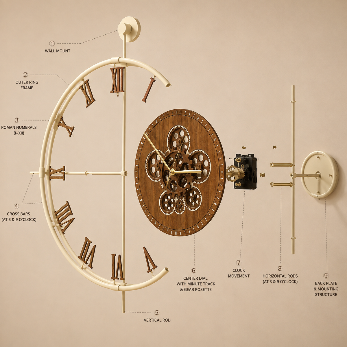 Orvasco wall clock shown with its details marked