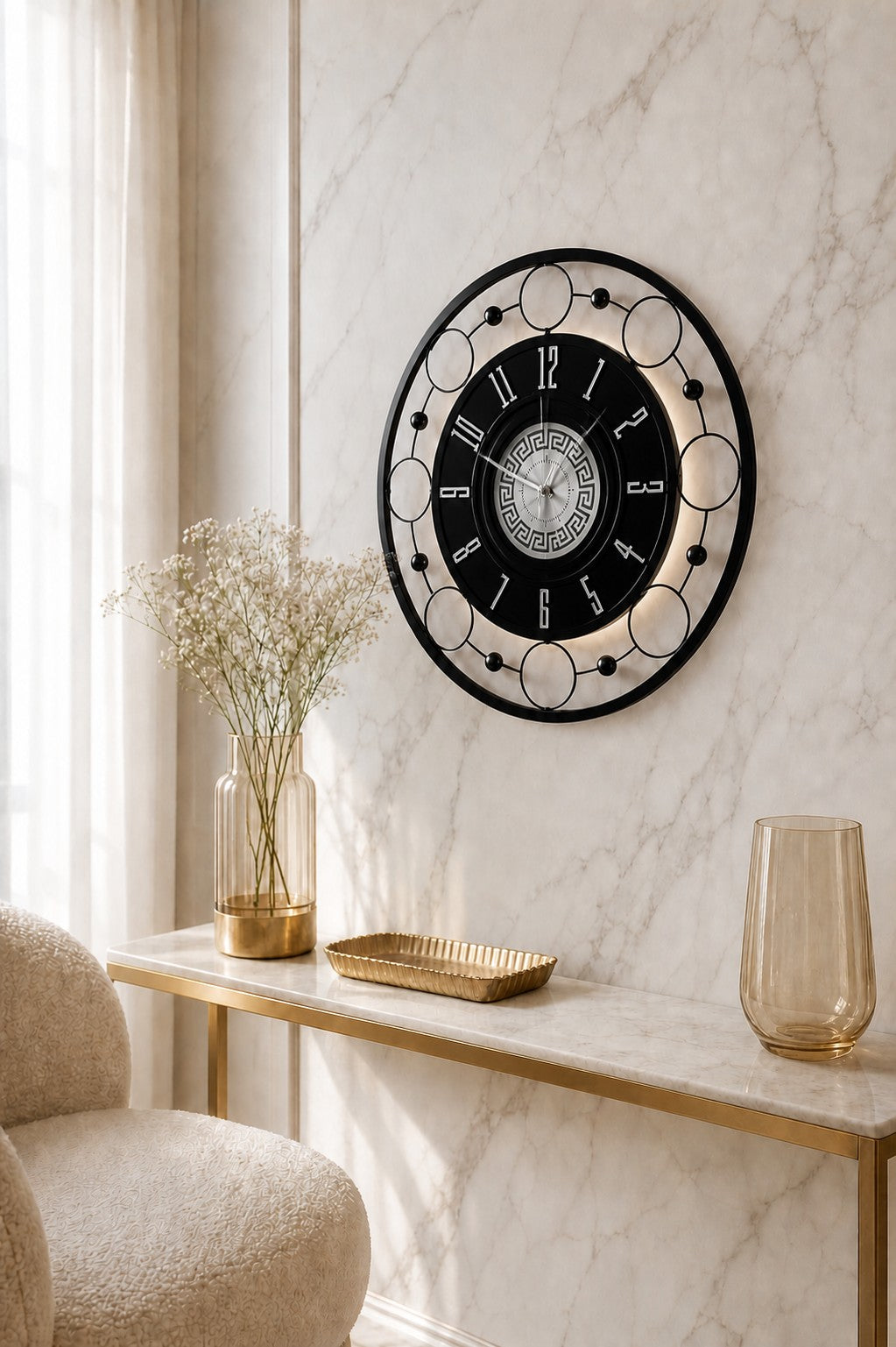 Orvasco Aurelia Halo 60 LED Wall Clock in Black finish