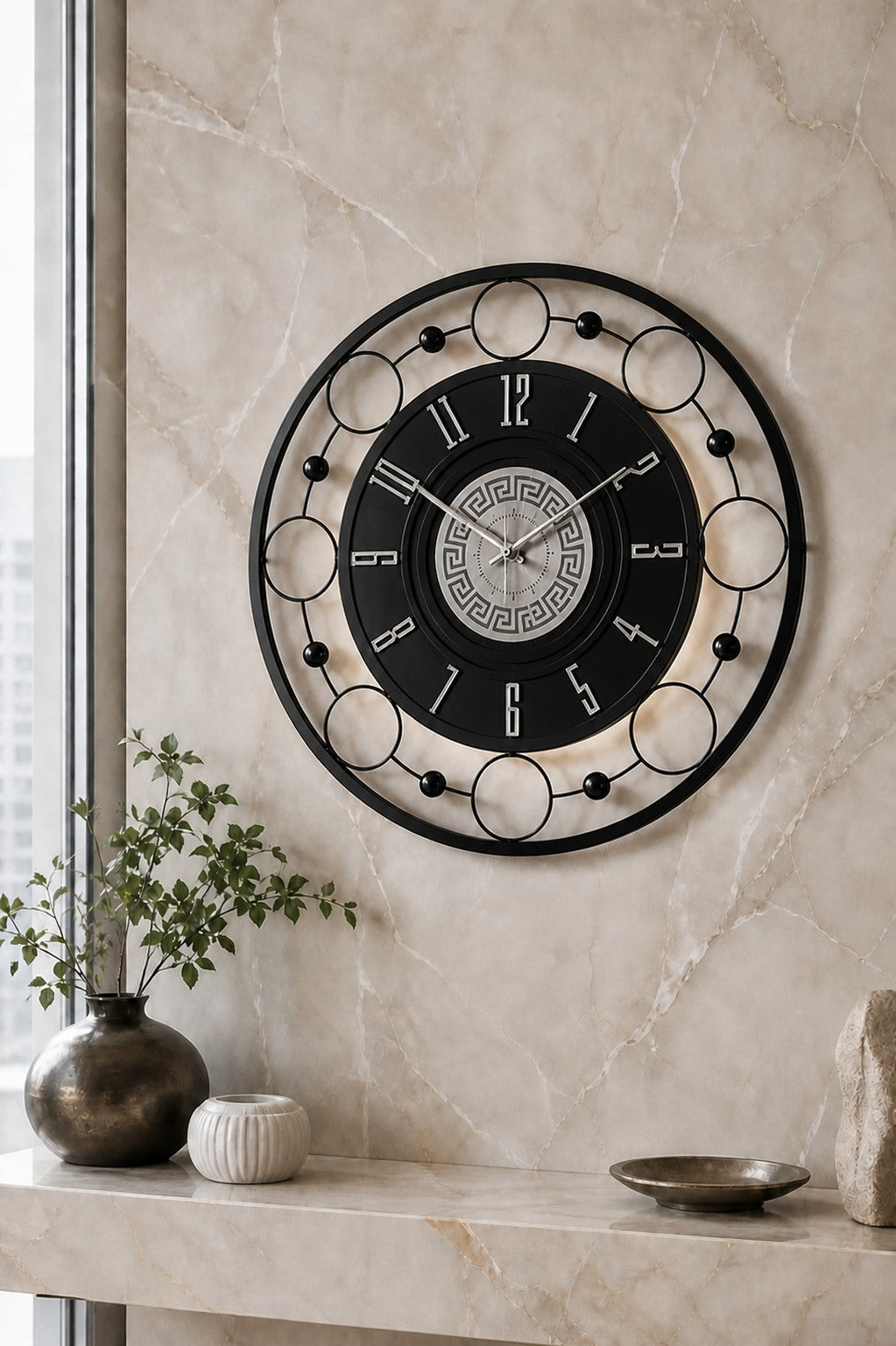 Orvasco Aurelia Halo 60 LED Wall Clock in Black finish