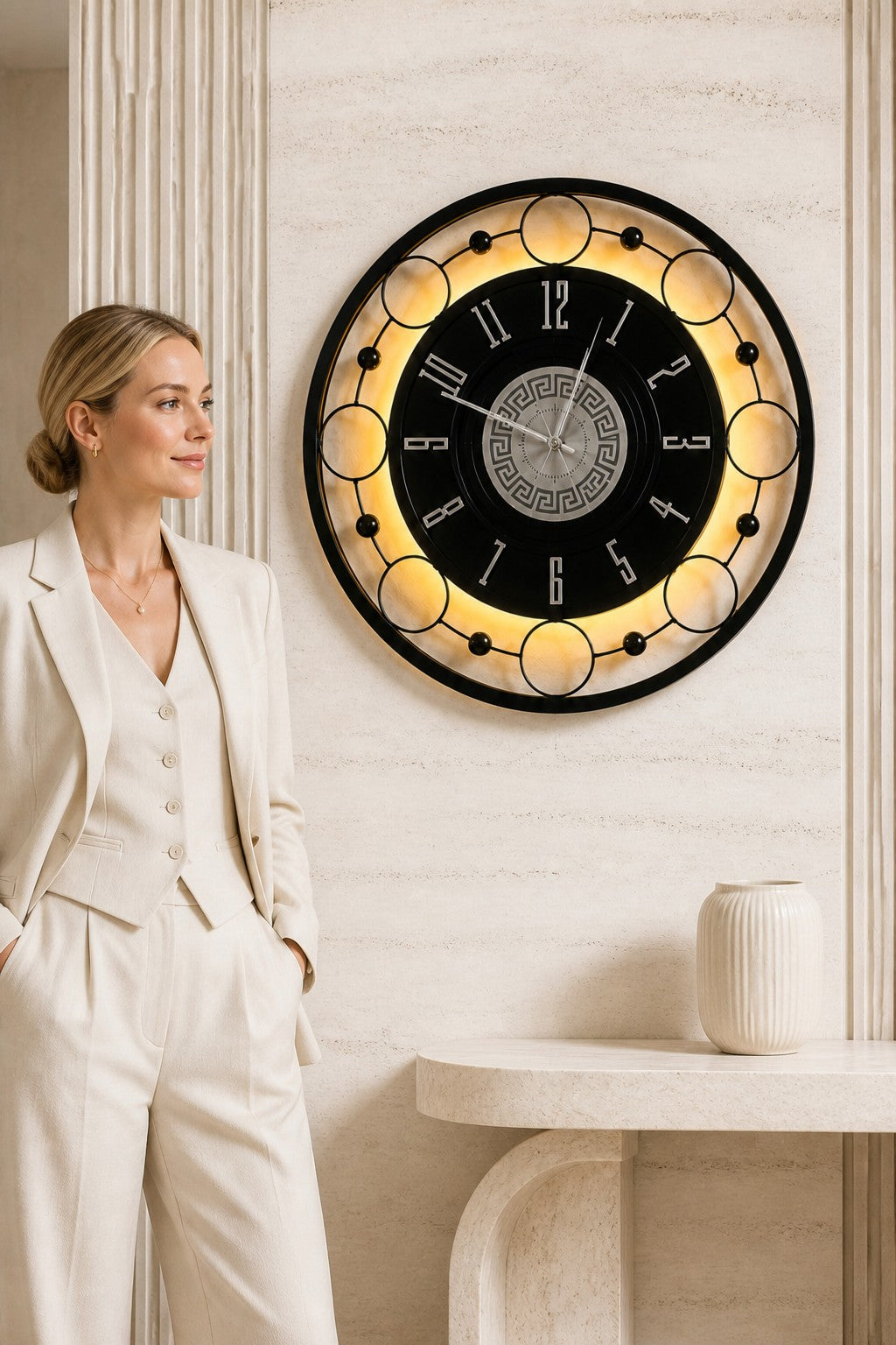 Orvasco Aurelia Halo 60 LED Wall Clock in Black finish