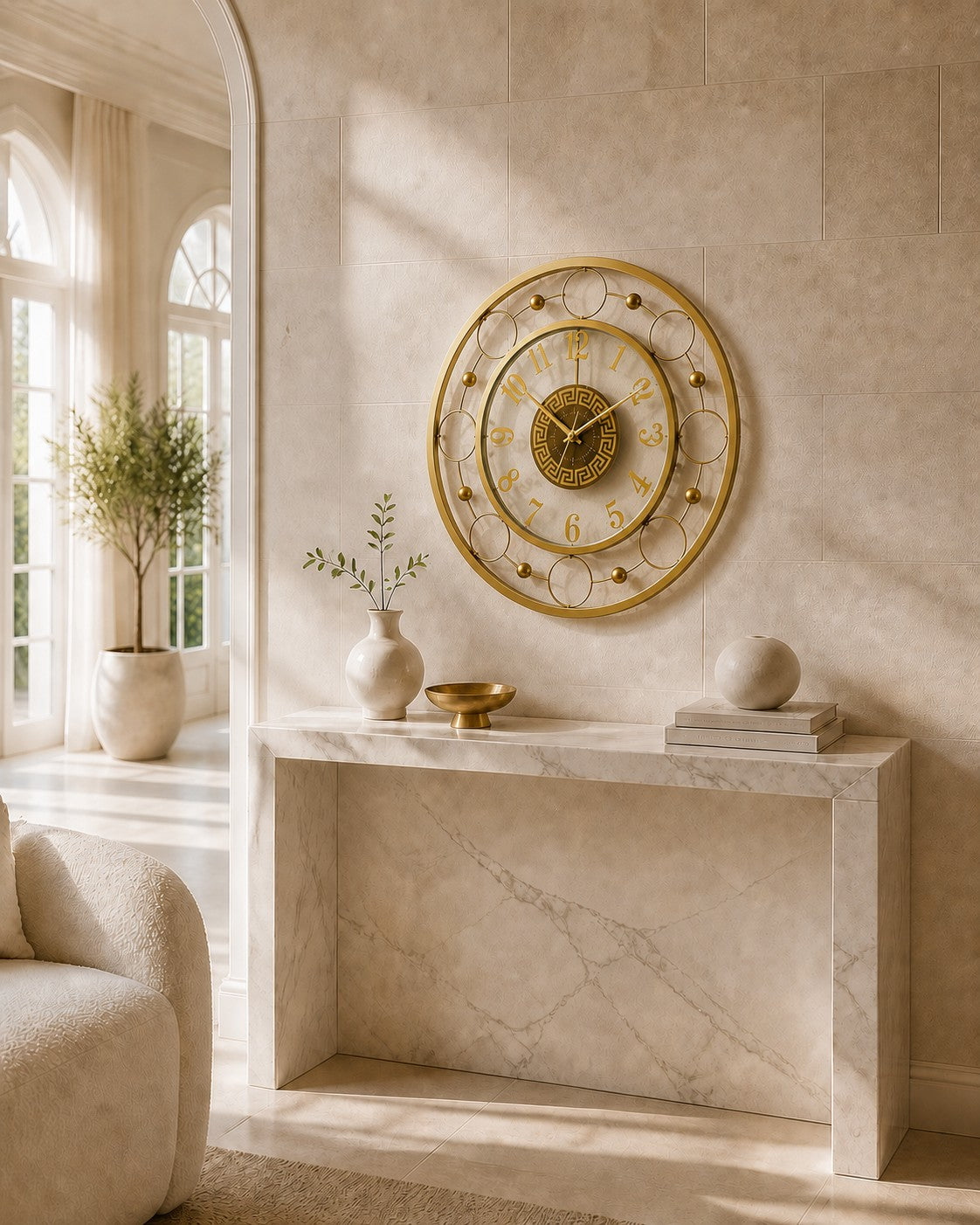 Orvasco Aurelia Halo 60 LED Wall Clock in Clear / Gold finish