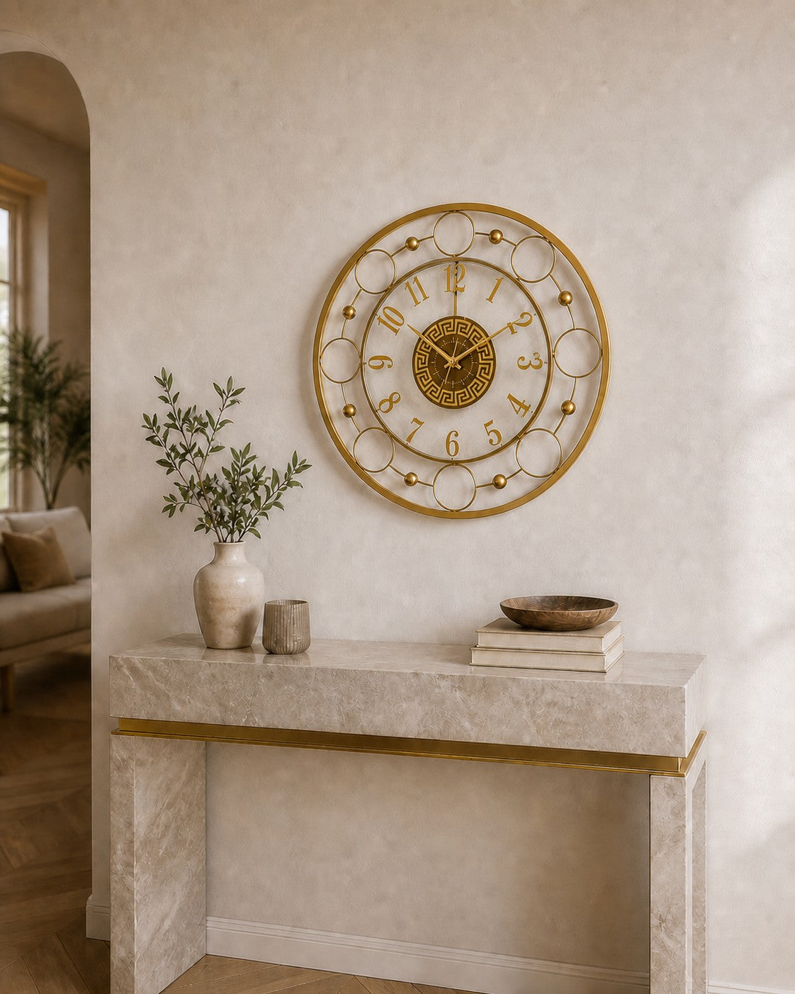 Orvasco Aurelia Halo 60 LED Wall Clock in Clear / Gold finish