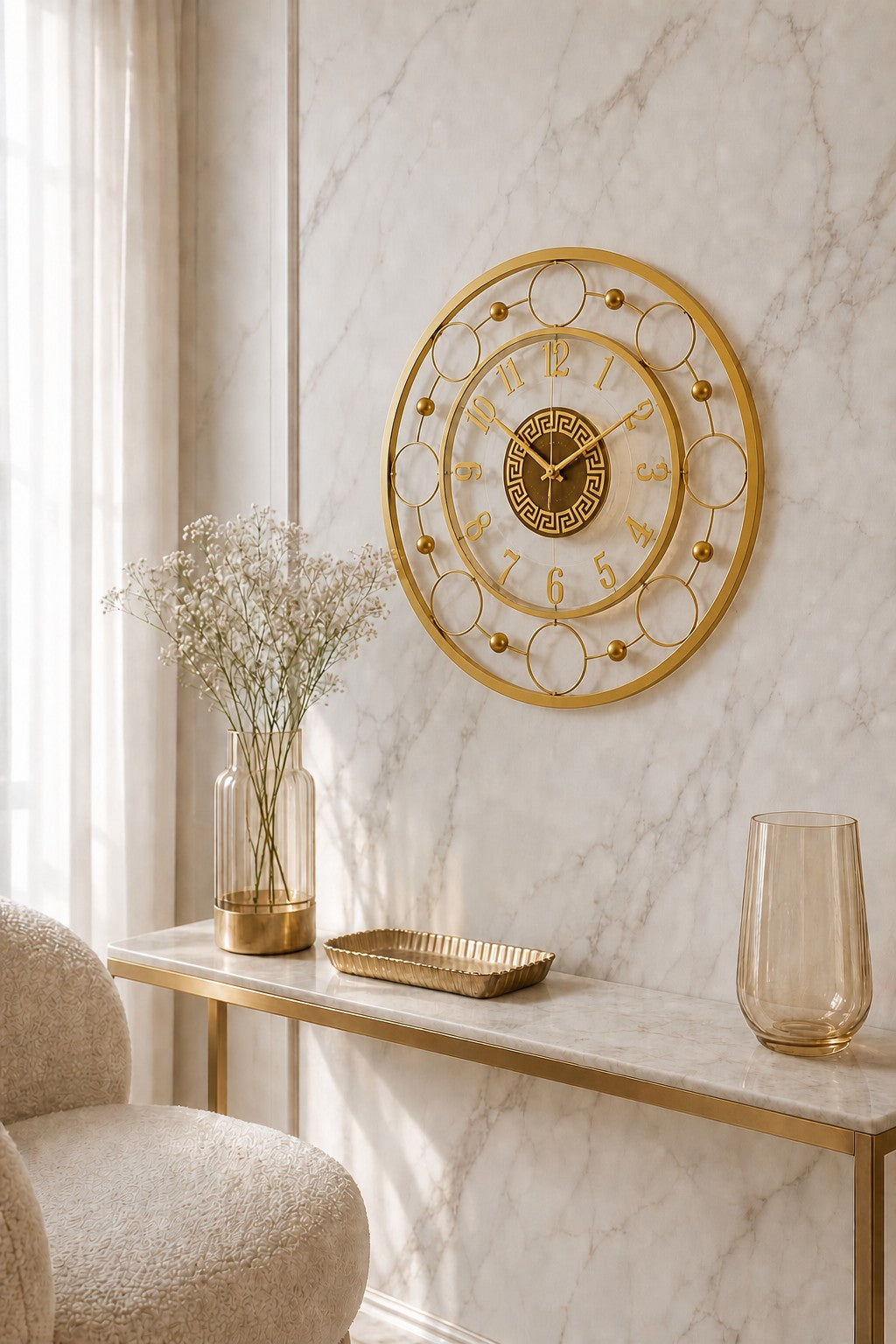 Orvasco Aurelia Halo 60 LED Wall Clock in Clear / Gold finish