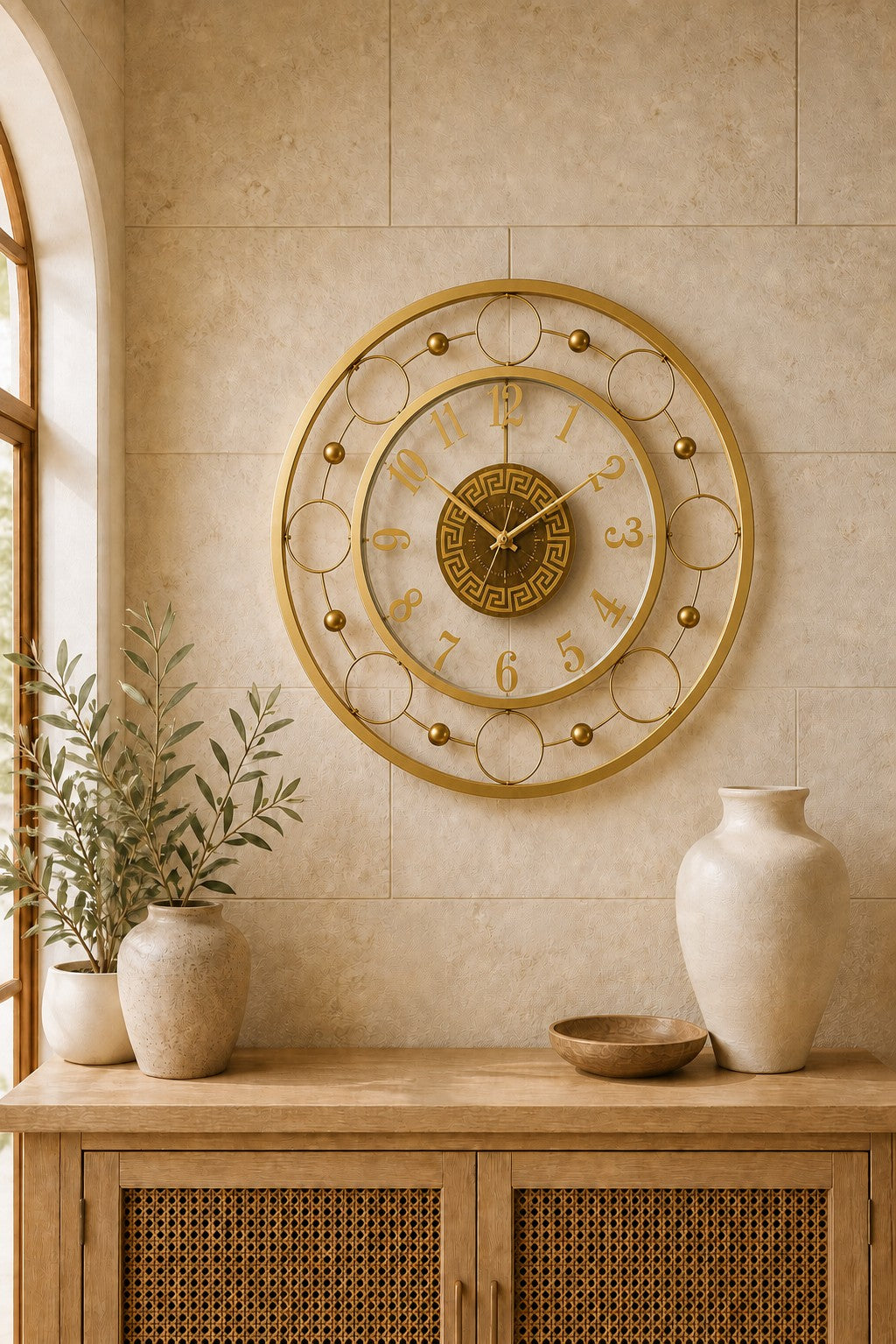 Orvasco Aurelia Halo 60 LED Wall Clock in Clear / Gold finish
