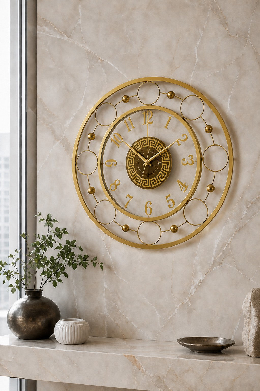 Orvasco Aurelia Halo 60 LED Wall Clock in Clear / Gold finish