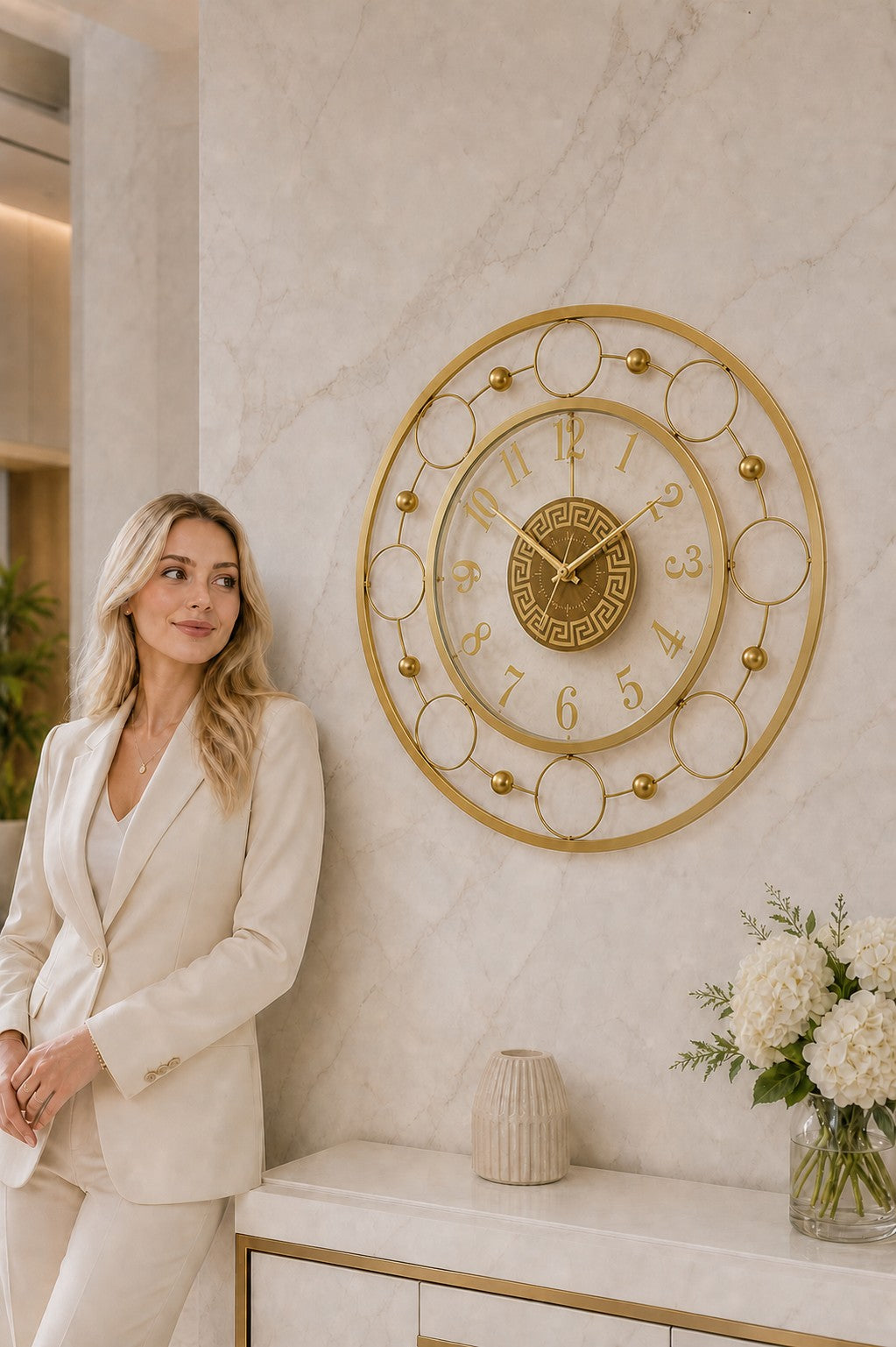 Orvasco Aurelia Halo 60 LED Wall Clock in Clear / Gold finish