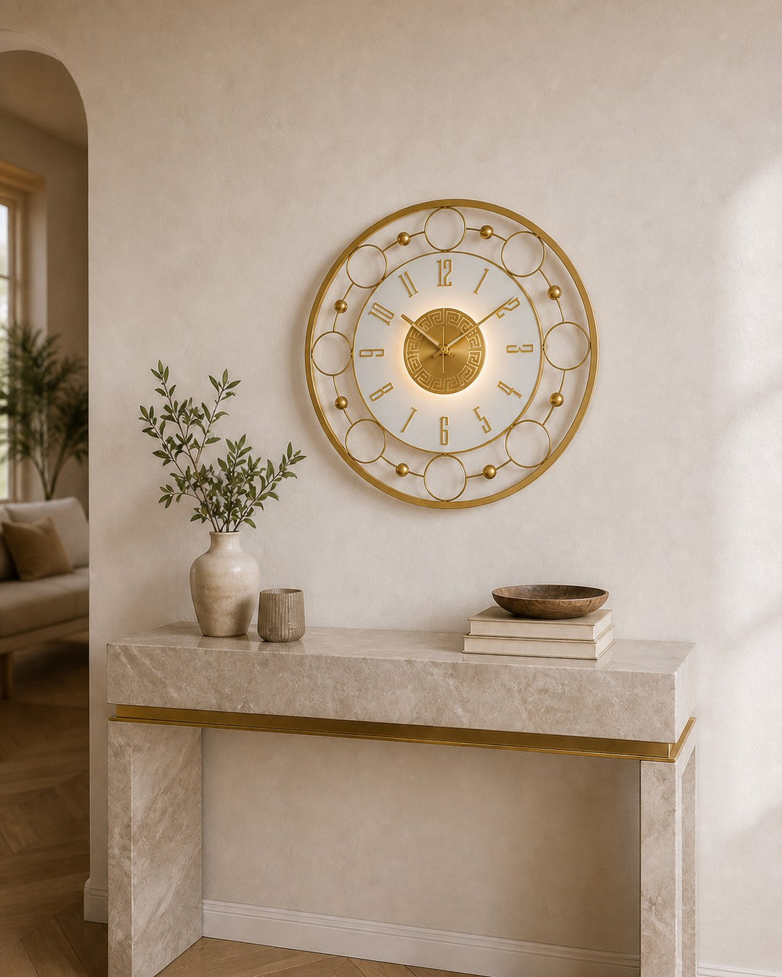 Orvasco Aurelia Halo 60 LED Wall Clock in Gold finish
