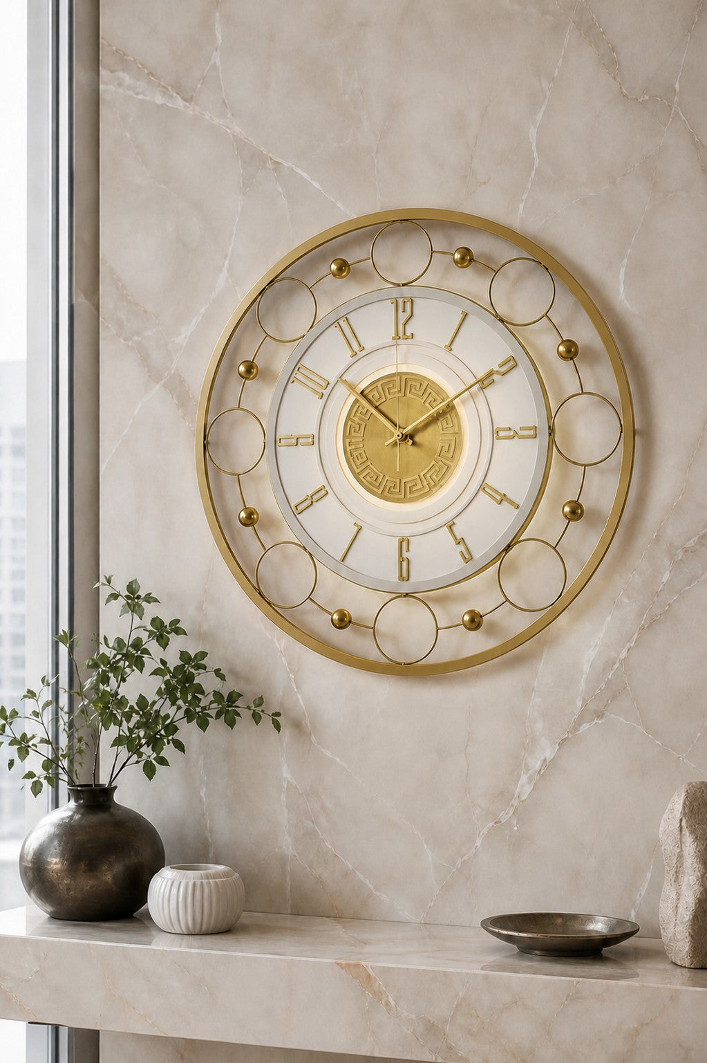 Orvasco Aurelia Halo 60 LED Wall Clock in Gold finish