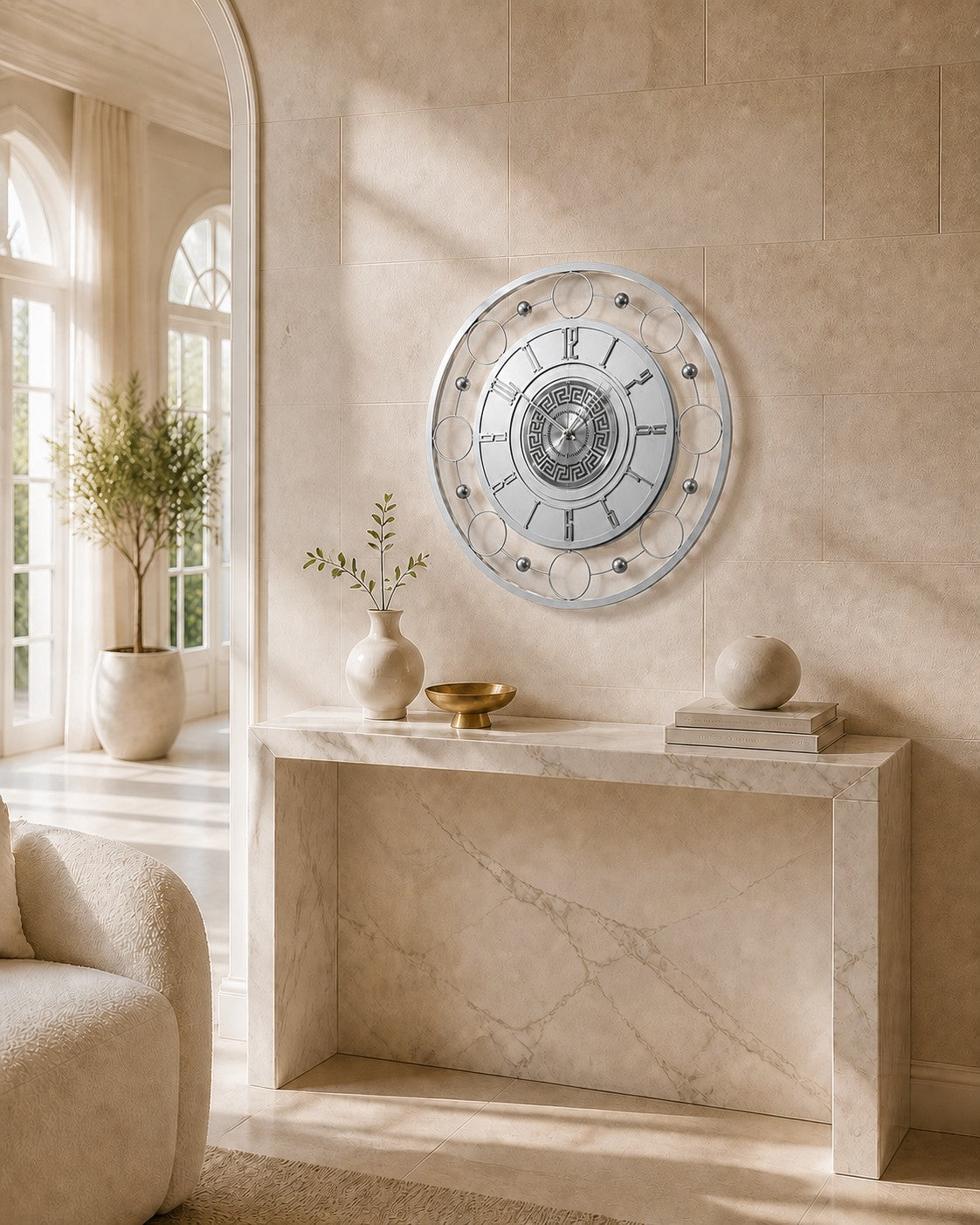 Orvasco Aurelia Halo 60 LED Wall Clock in Silver finish