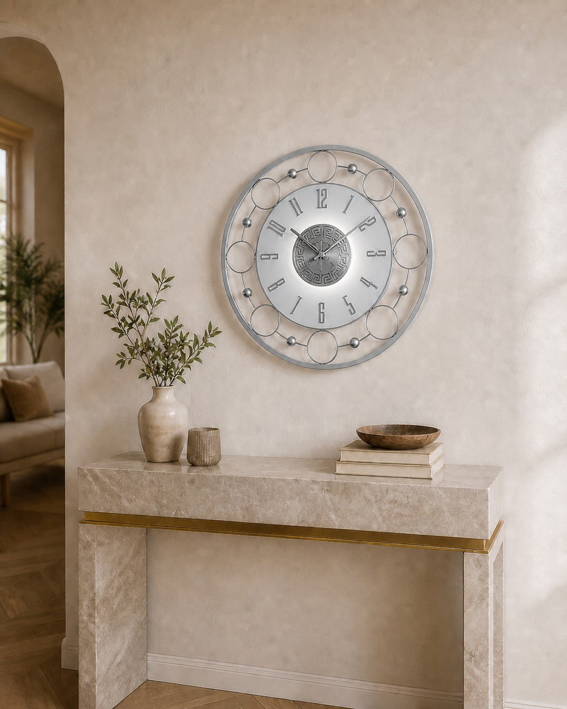 Orvasco Aurelia Halo 60 LED Wall Clock in Silver finish
