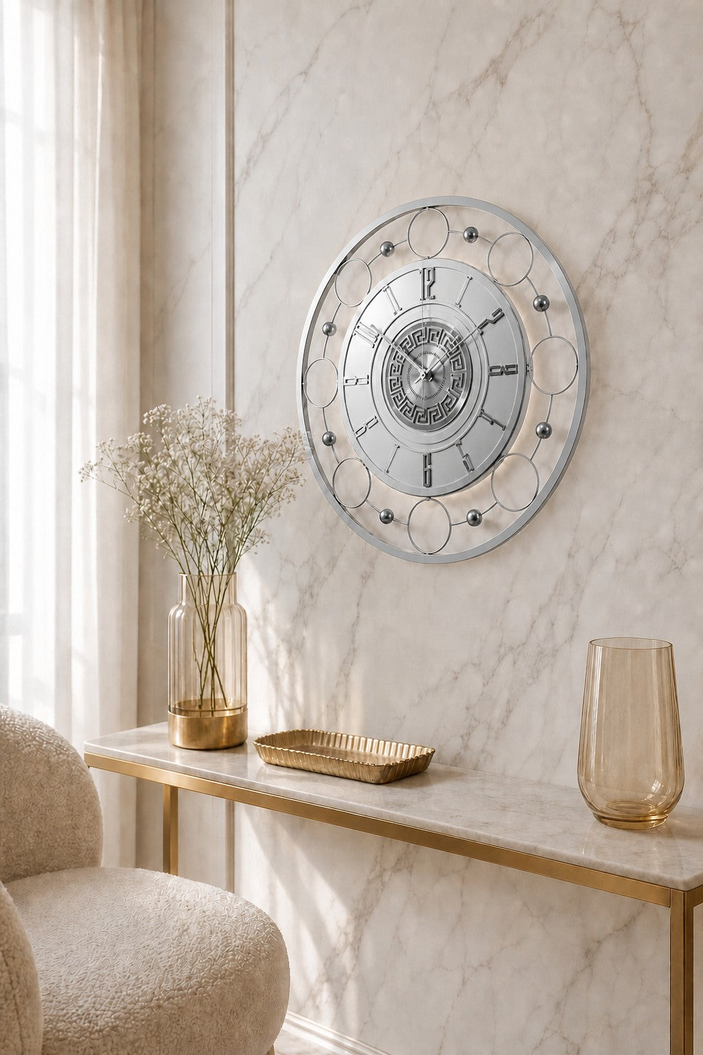 Orvasco Aurelia Halo 60 LED Wall Clock in Silver finish