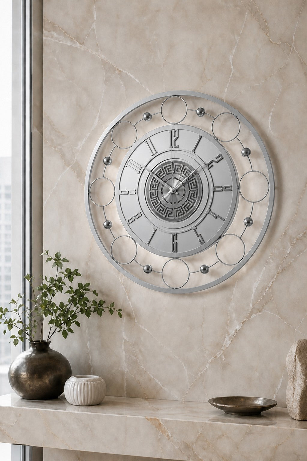 Orvasco Aurelia Halo 60 LED Wall Clock in Silver finish