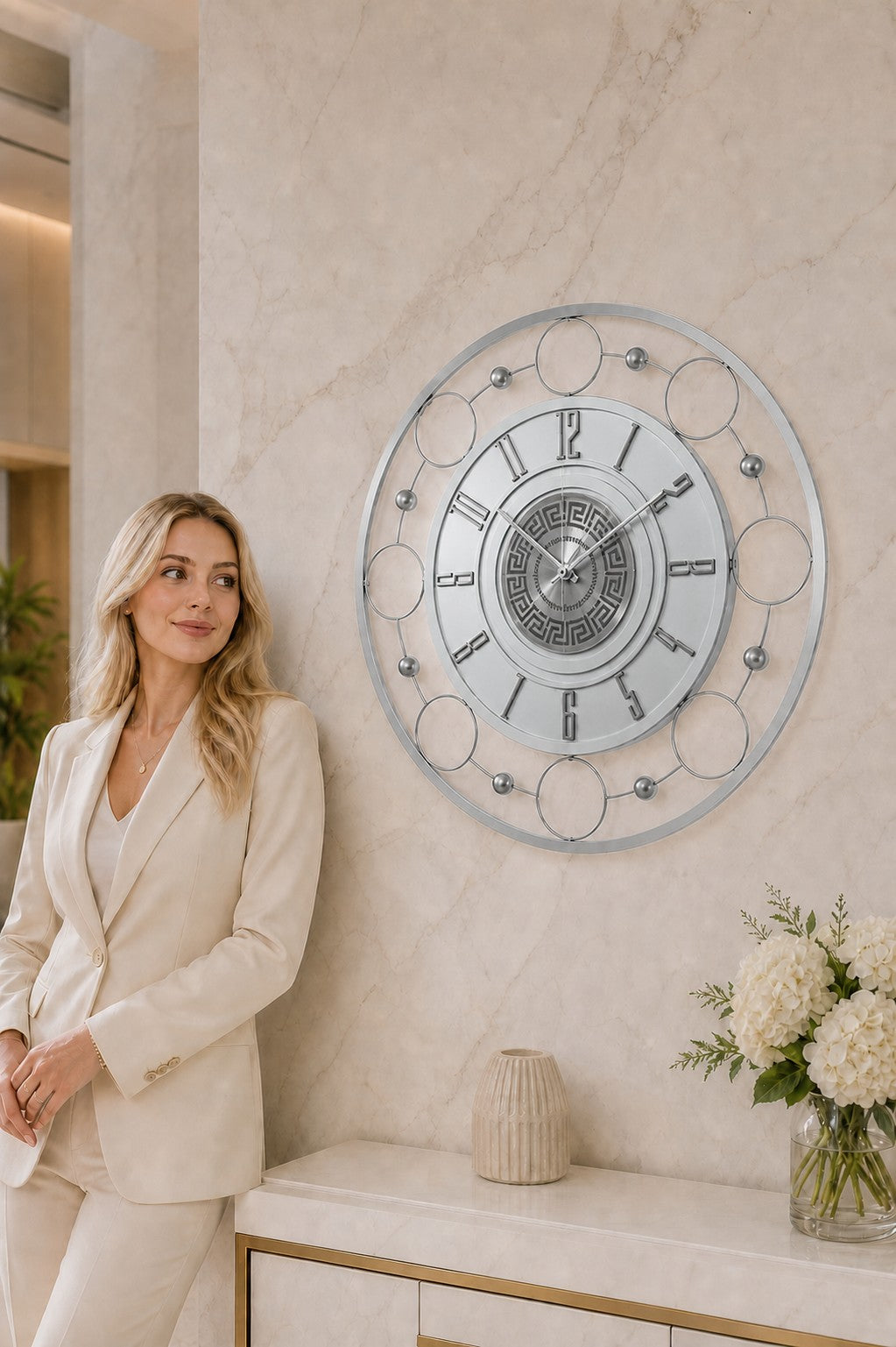Orvasco Aurelia Halo 60 LED Wall Clock in Silver finish