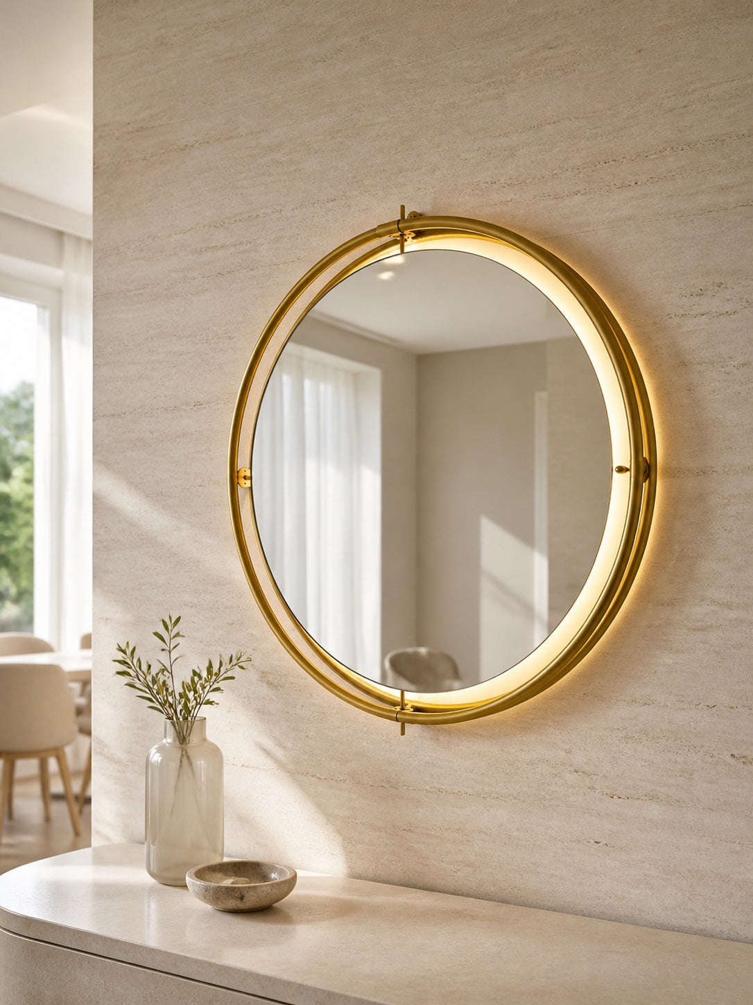 Orvasco illuminated metal wall clock in a premium interior