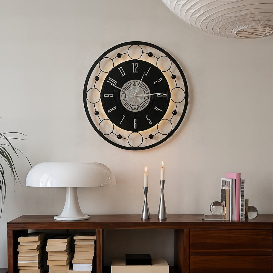 Orvasco Aurelia Halo Illuminated Metal Wall Clock, 60 cm