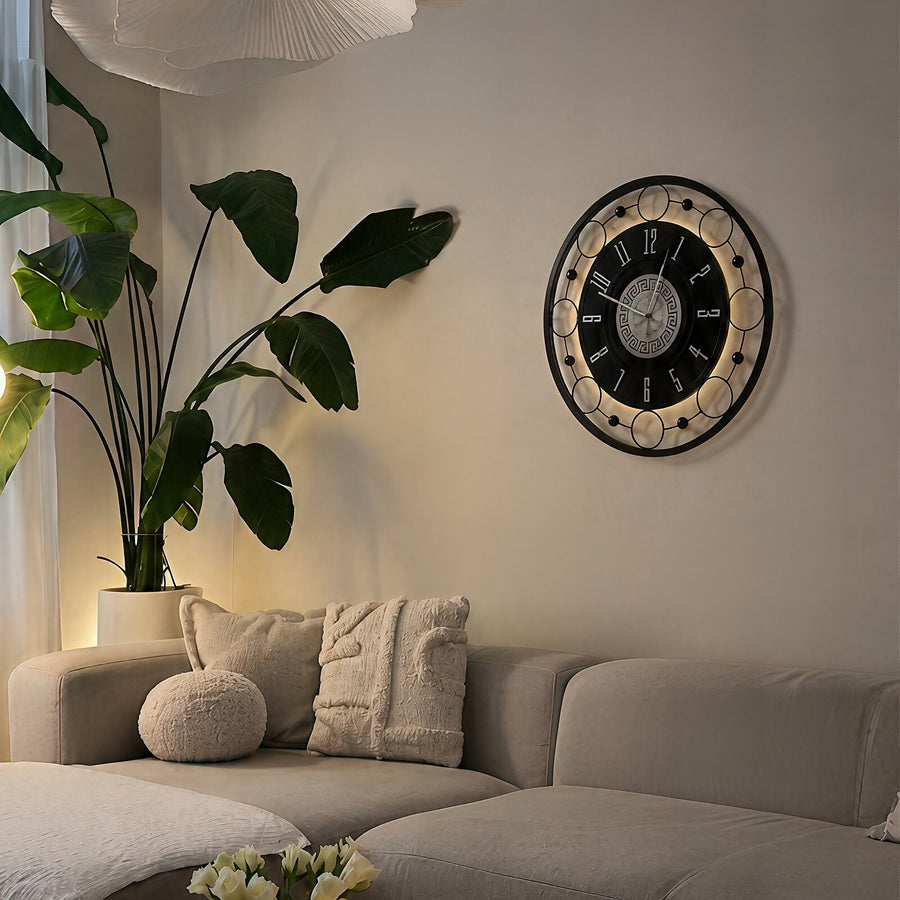 Orvasco Aurelia Halo Illuminated Metal Wall Clock, 60 cm