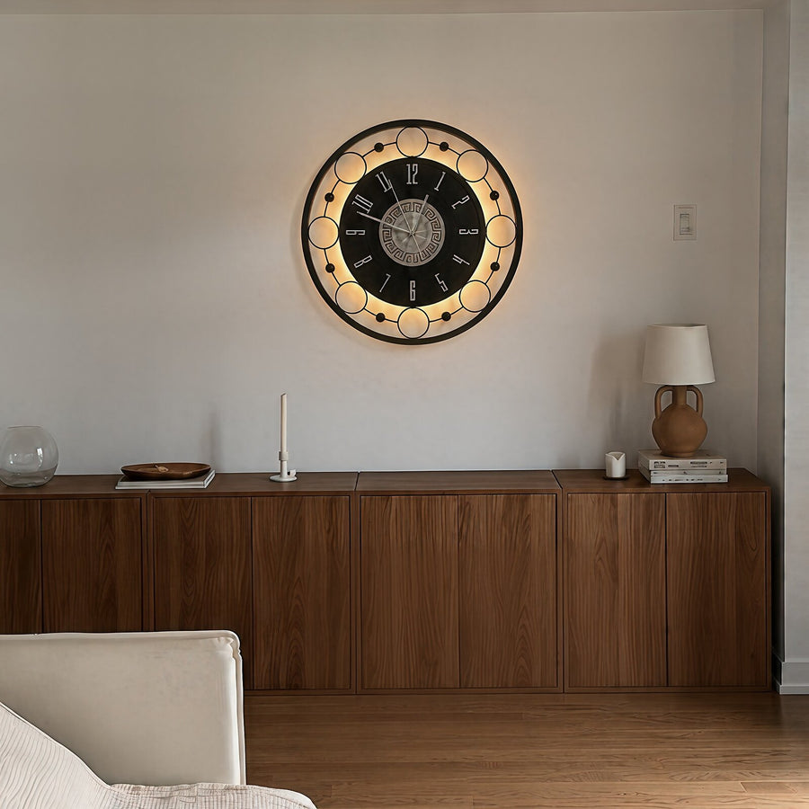 Orvasco Aurelia Halo Illuminated Metal Wall Clock, 60 cm