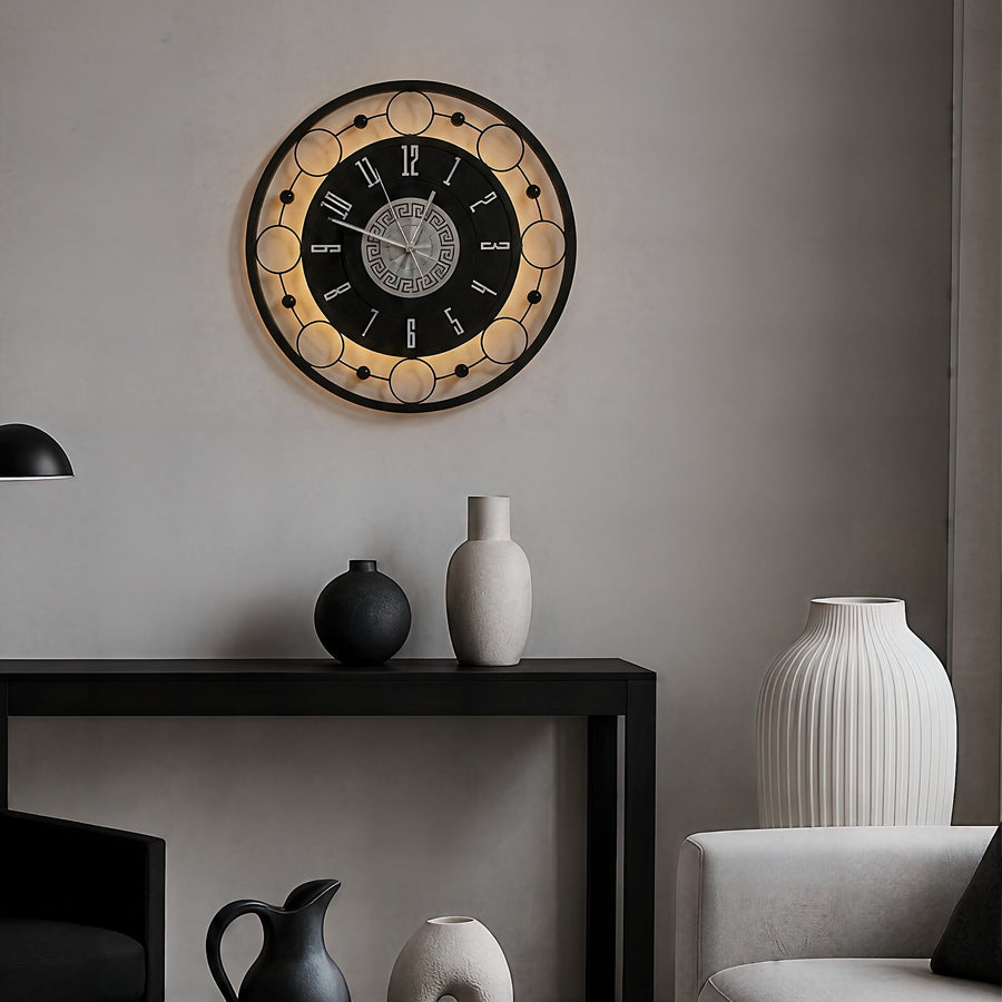 Orvasco Aurelia Halo Illuminated Metal Wall Clock, 60 cm