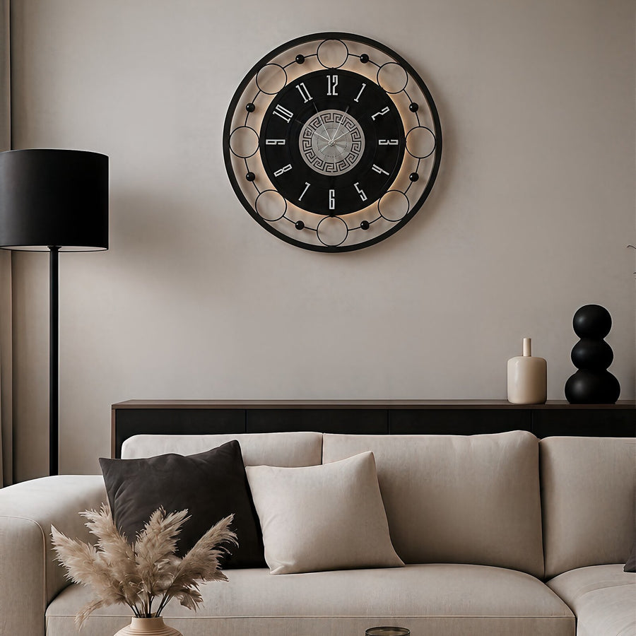 Orvasco Aurelia Halo Illuminated Metal Wall Clock, 60 cm