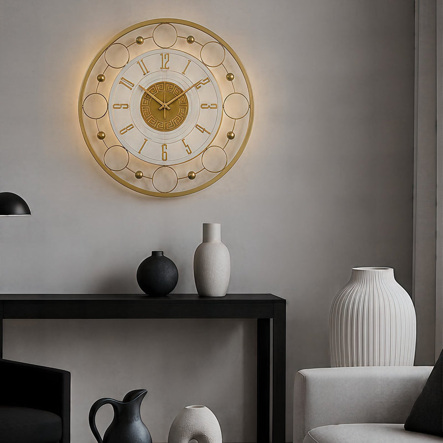 Orvasco Aurelia Halo Illuminated Metal Wall Clock, 60 cm