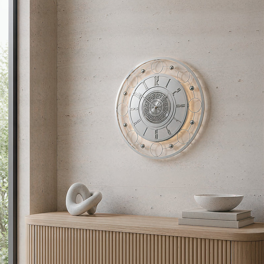 Orvasco Aurelia Halo Illuminated Metal Wall Clock, 60 cm
