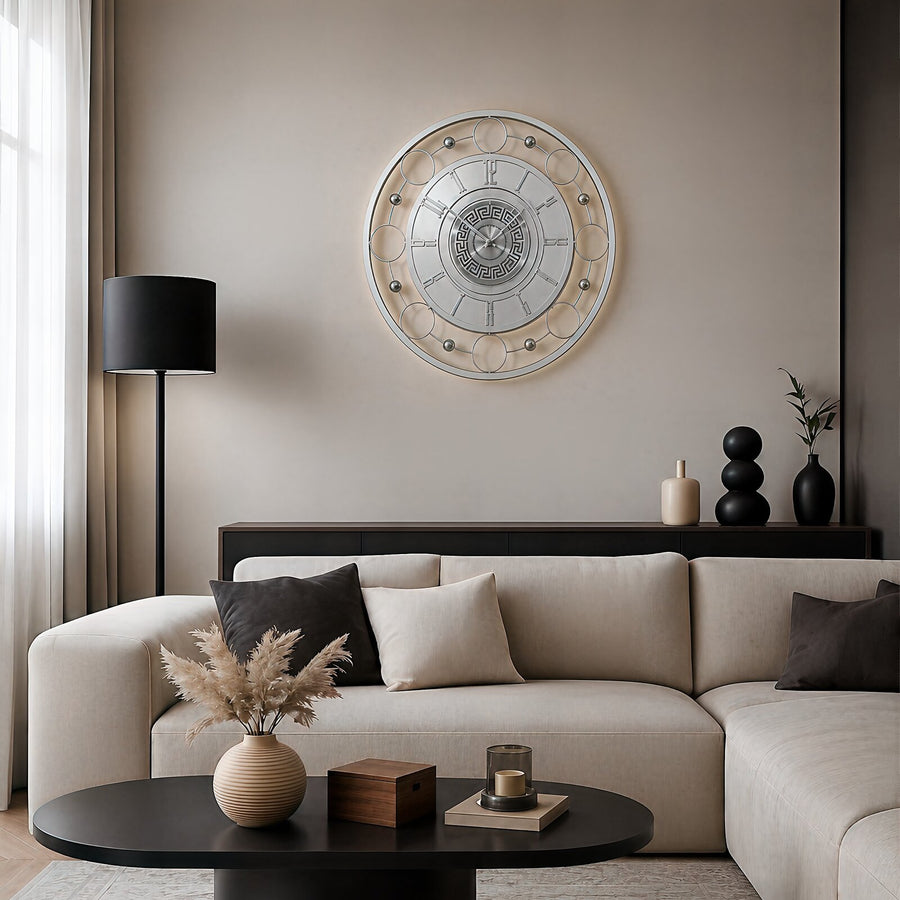 Orvasco Aurelia Halo Illuminated Metal Wall Clock, 60 cm