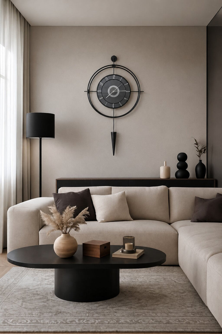 Orvasco Celestia Pendulum Illuminated Metal Wall Clock, 50 cm