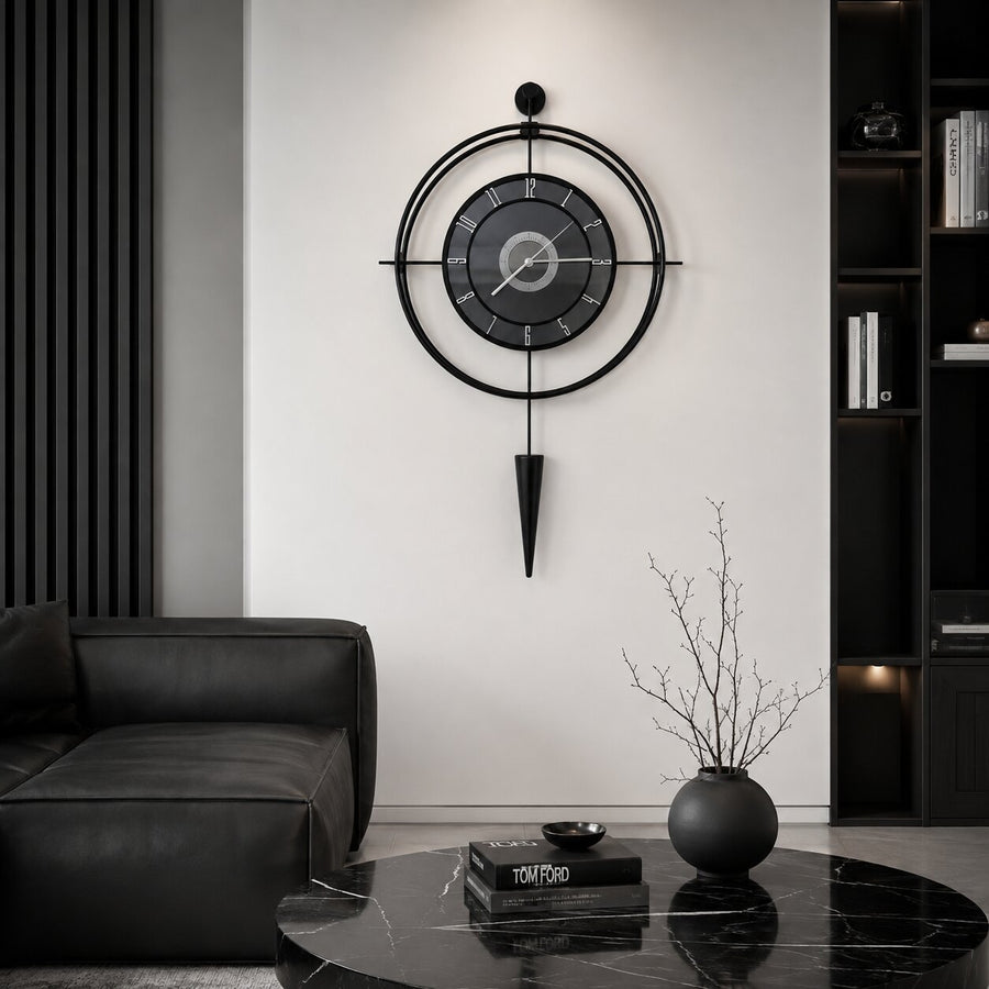 Orvasco Celestia Pendulum Illuminated Metal Wall Clock, 50 cm
