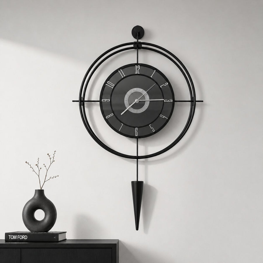 Orvasco Celestia Pendulum Illuminated Metal Wall Clock, 50 cm