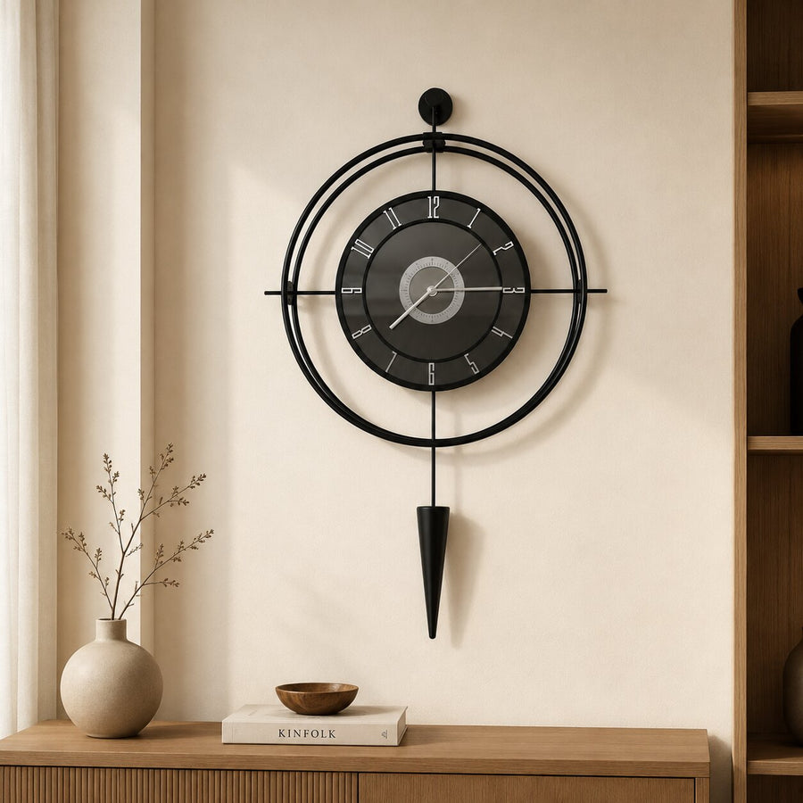 Orvasco Celestia Pendulum Illuminated Metal Wall Clock, 50 cm