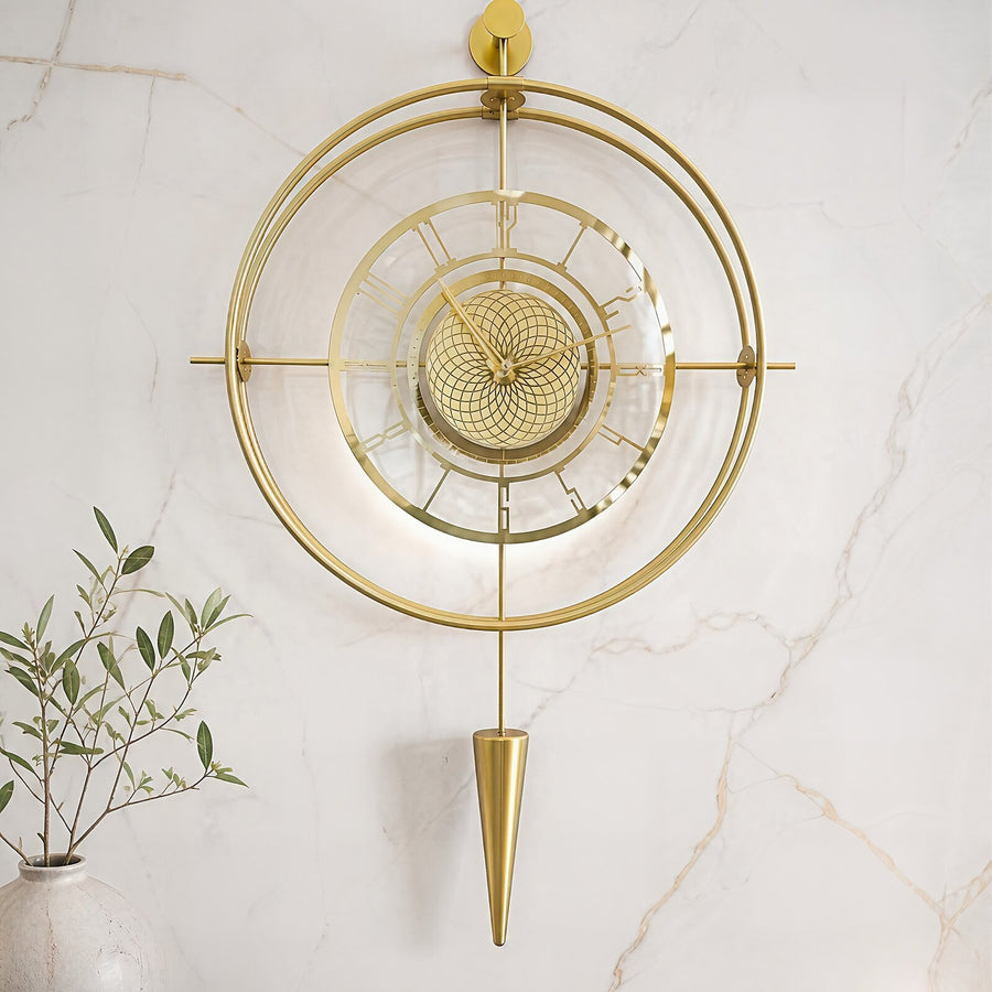 Orvasco Celestia Pendulum Illuminated Metal Wall Clock, 50 cm
