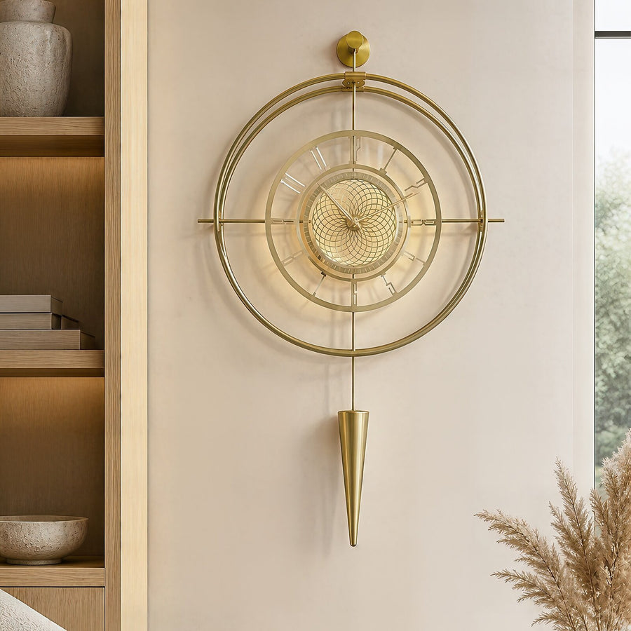 Orvasco Celestia Pendulum Illuminated Metal Wall Clock, 50 cm