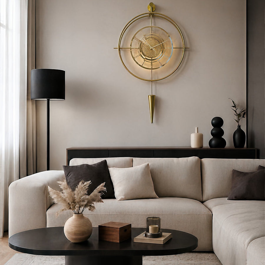 Orvasco Celestia Pendulum Illuminated Metal Wall Clock, 50 cm