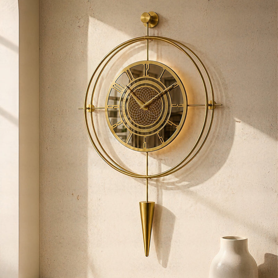 Orvasco Celestia Pendulum Illuminated Metal Wall Clock, 50 cm