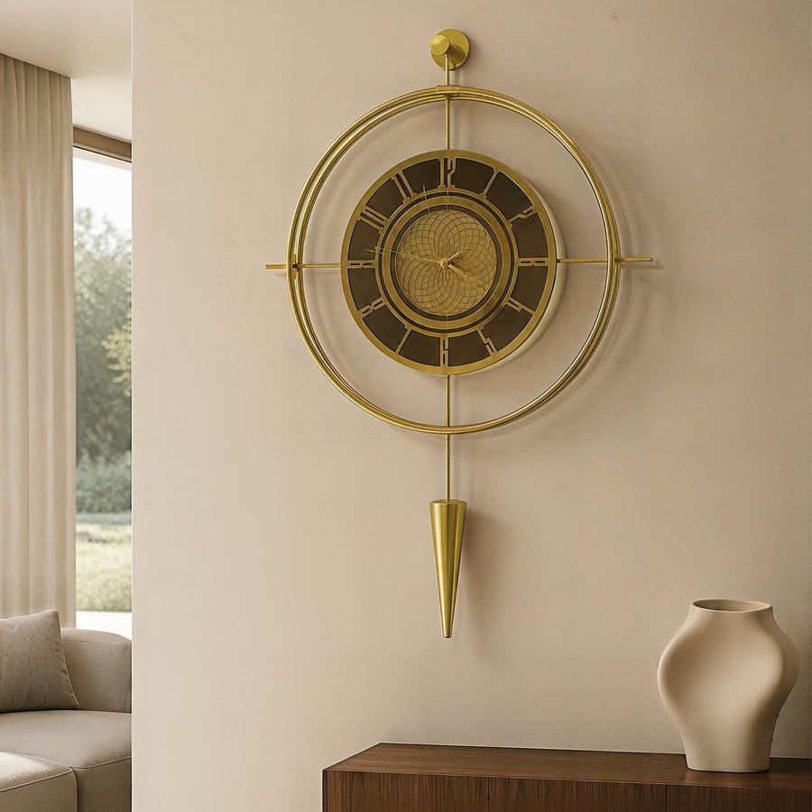 Orvasco Celestia Pendulum Illuminated Metal Wall Clock, 50 cm