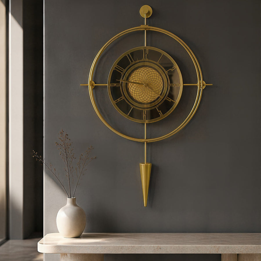 Orvasco Celestia Pendulum Illuminated Metal Wall Clock, 50 cm