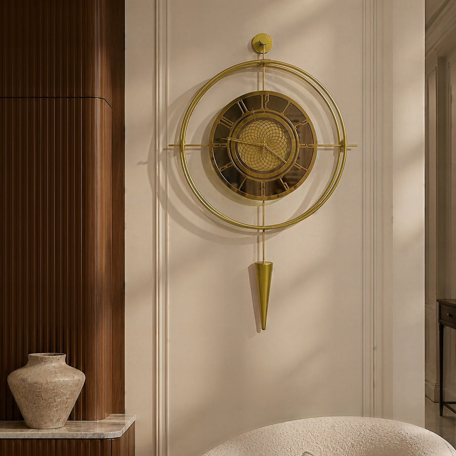 Orvasco Celestia Pendulum Illuminated Metal Wall Clock, 50 cm