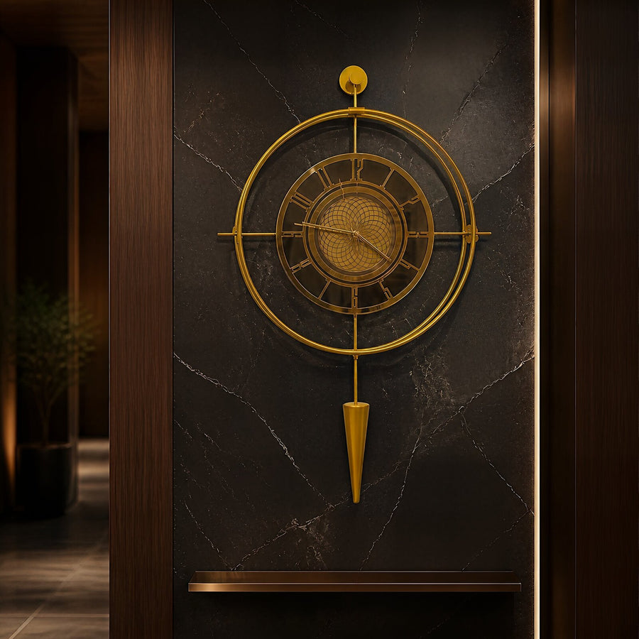Orvasco Celestia Pendulum Illuminated Metal Wall Clock, 50 cm