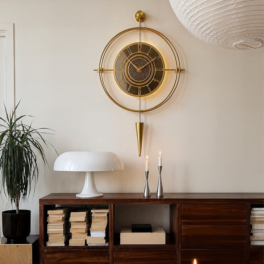 Orvasco Celestia Pendulum Illuminated Metal Wall Clock, 50 cm
