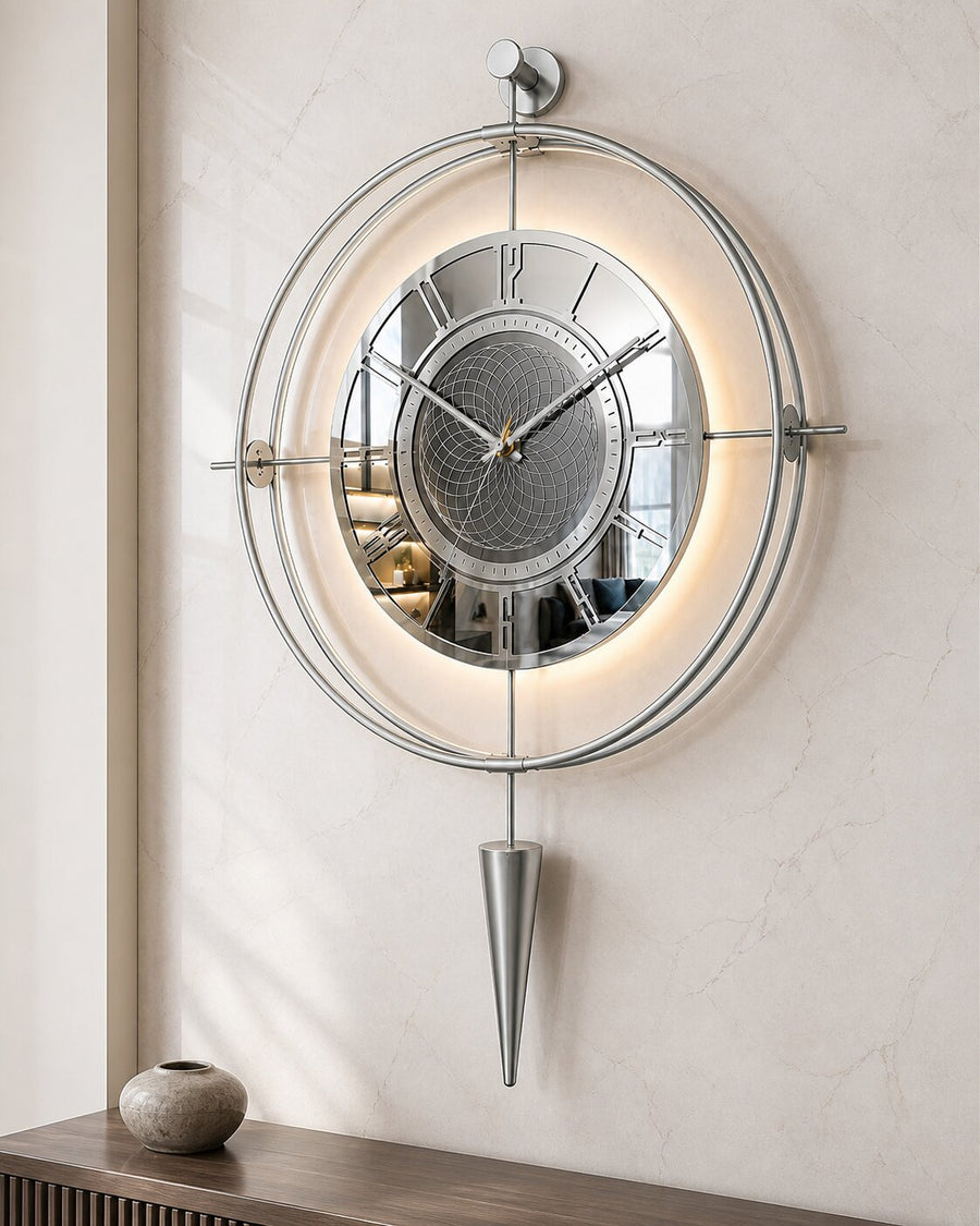 Orvasco Celestia Pendulum Illuminated Metal Wall Clock, 50 cm