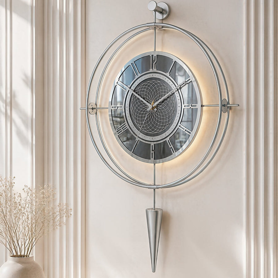 Orvasco Celestia Pendulum Illuminated Metal Wall Clock, 50 cm