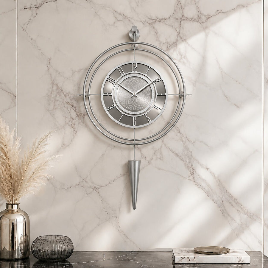Orvasco Celestia Pendulum Illuminated Metal Wall Clock, 50 cm