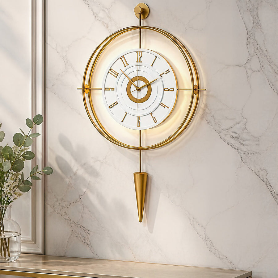 Orvasco Celestia Pendulum Illuminated Metal Wall Clock, 50 cm