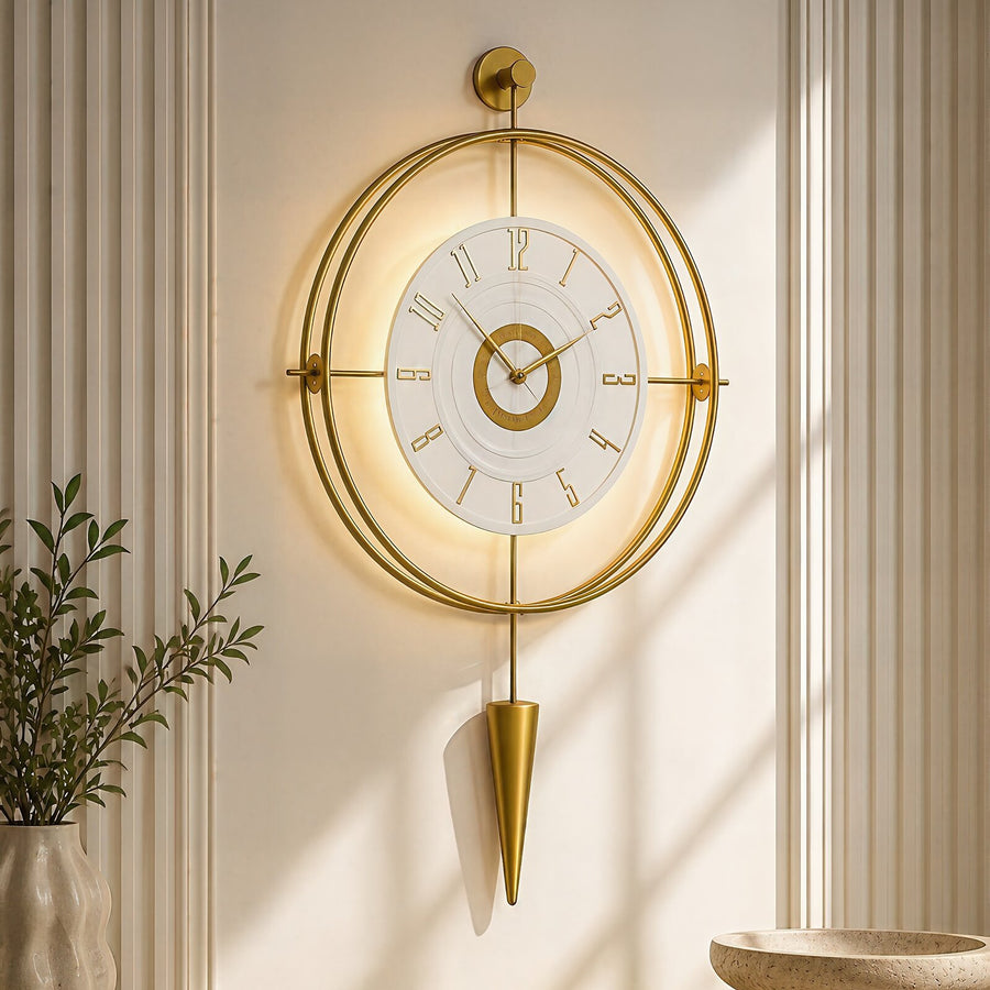 Orvasco Celestia Pendulum Illuminated Metal Wall Clock, 50 cm