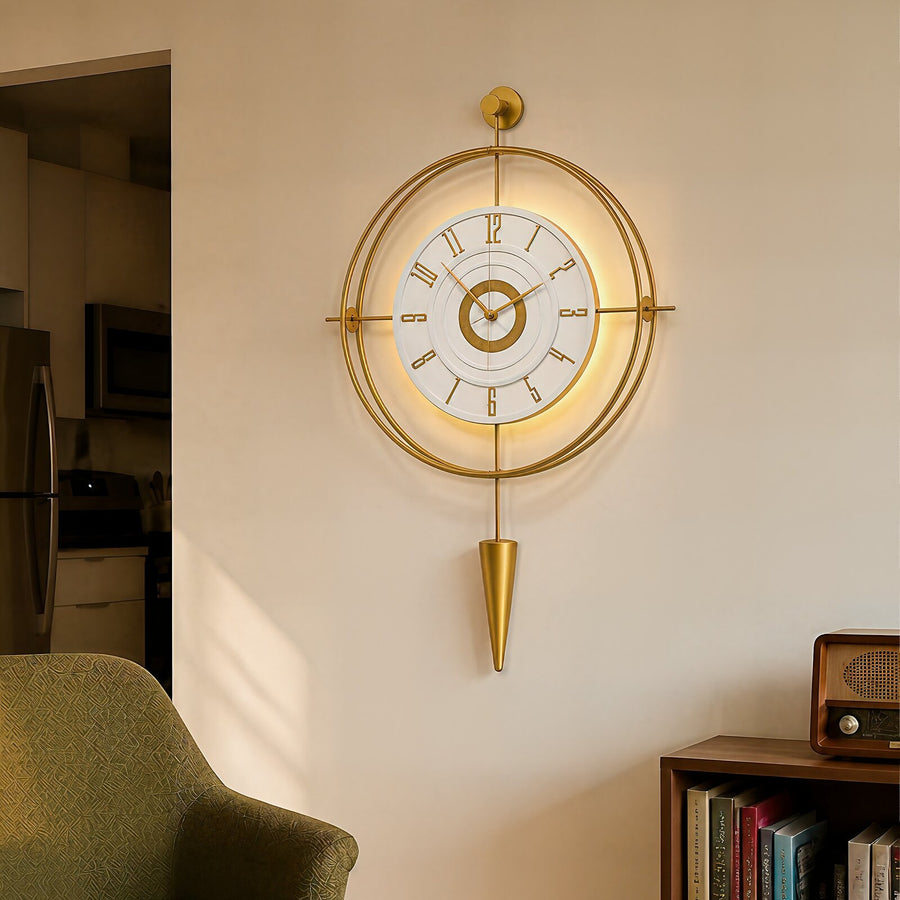 Orvasco Celestia Pendulum Illuminated Metal Wall Clock, 50 cm