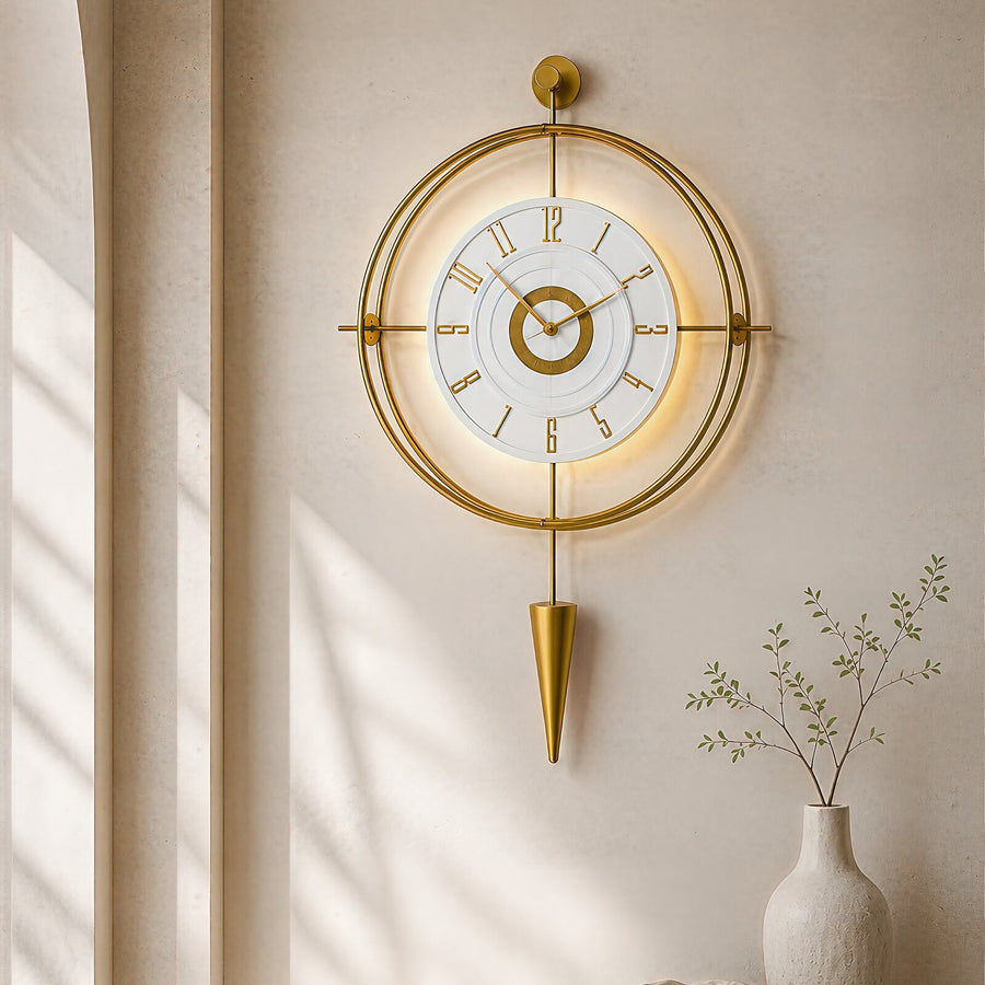 Orvasco Celestia Pendulum Illuminated Metal Wall Clock, 50 cm
