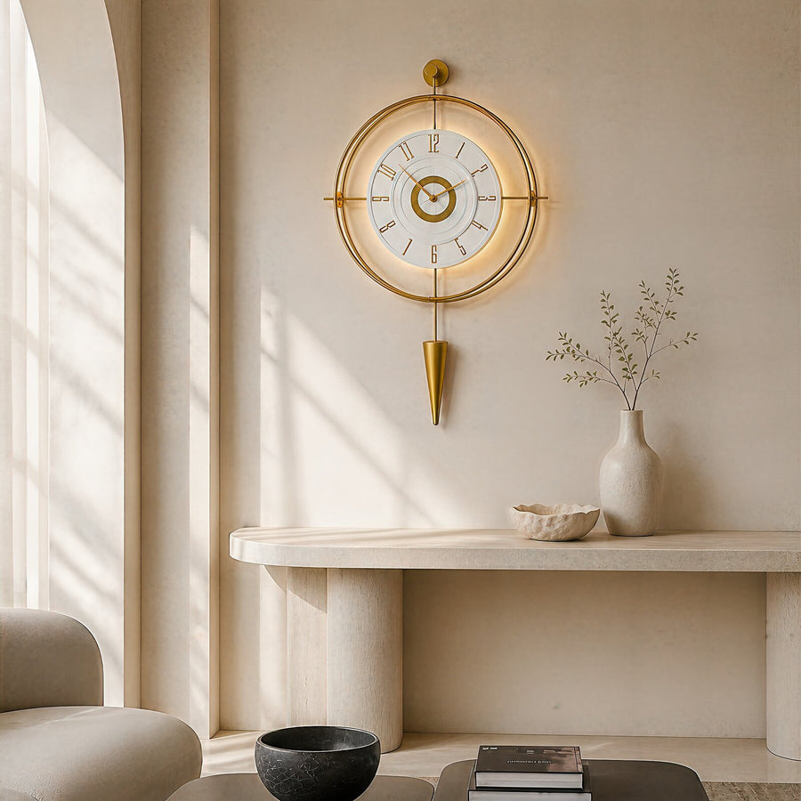 Orvasco Celestia Pendulum Illuminated Metal Wall Clock, 50 cm