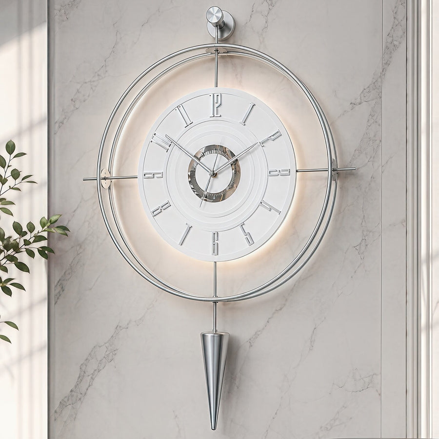 Orvasco Celestia Pendulum Illuminated Metal Wall Clock, 50 cm
