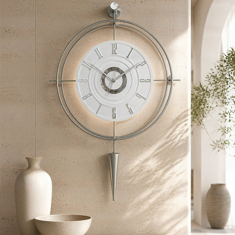 Orvasco Celestia Pendulum Illuminated Metal Wall Clock, 50 cm