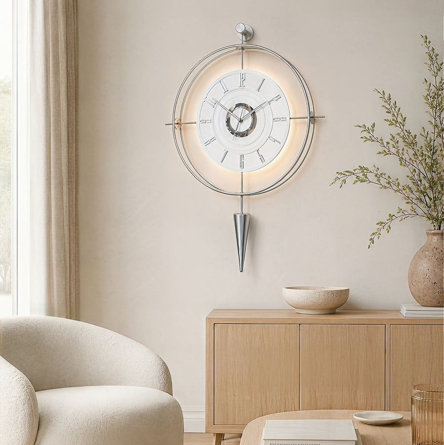 Orvasco Celestia Pendulum Illuminated Metal Wall Clock, 50 cm